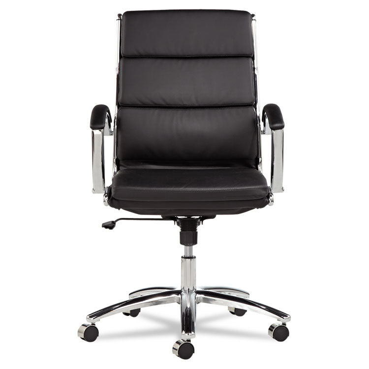 Alera Neratoli Mid-Back Slim Profile Chair, Faux Leather, Supports Up To 275 Lb, Black Seat/back, Chrome Base 4