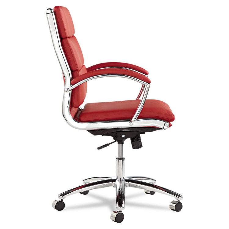 Alera Neratoli Mid-Back Slim Profile Chair, Faux Leather, Supports Up To 275 Lb, Red Seat/back, Chrome Base 2