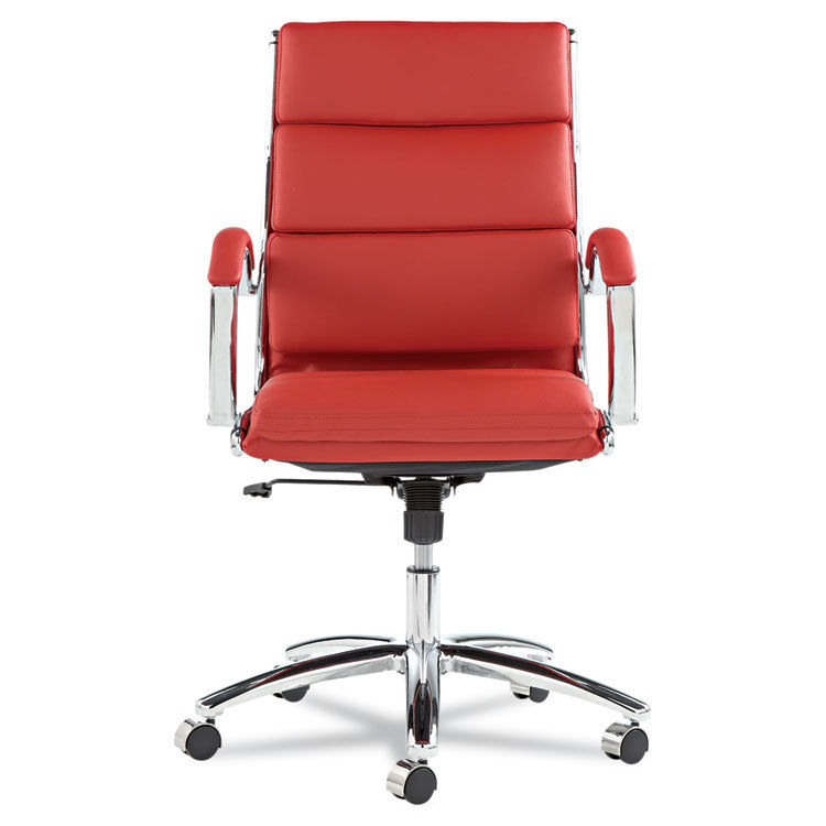 Alera Neratoli Mid-Back Slim Profile Chair, Faux Leather, Supports Up To 275 Lb, Red Seat/back, Chrome Base 5