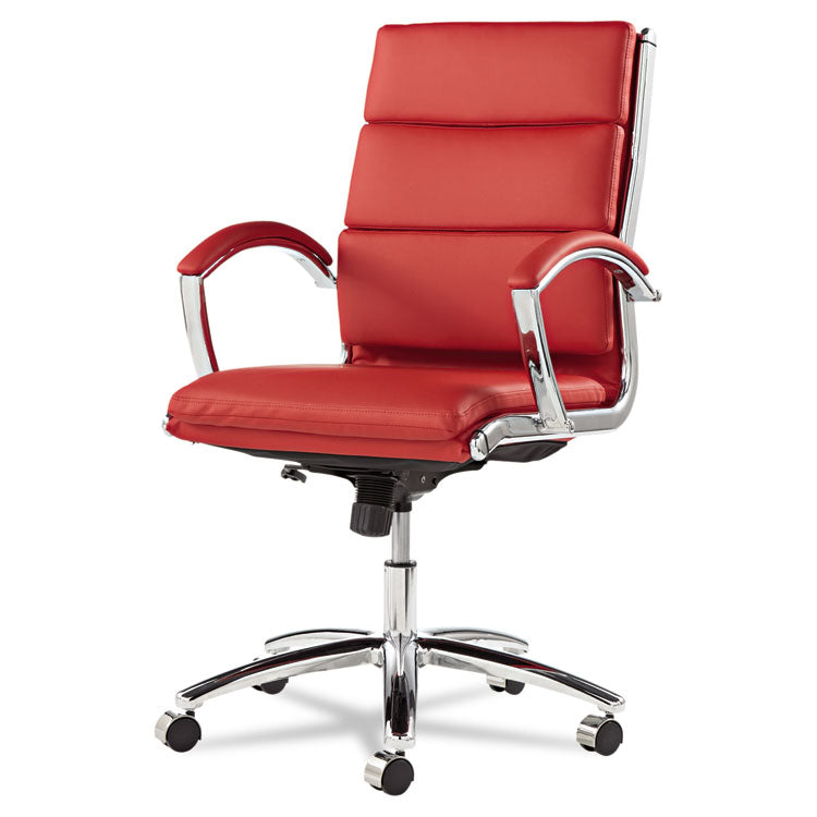 Alera Neratoli Mid-Back Slim Profile Chair, Faux Leather, Supports Up To 275 Lb, Red Seat/back, Chrome Base 4