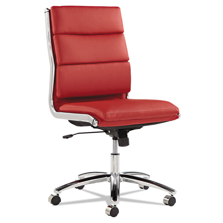 Alera Neratoli Mid-Back Slim Profile Chair, Faux Leather, Supports Up To 275 Lb, Red Seat/back, Chrome Base 3