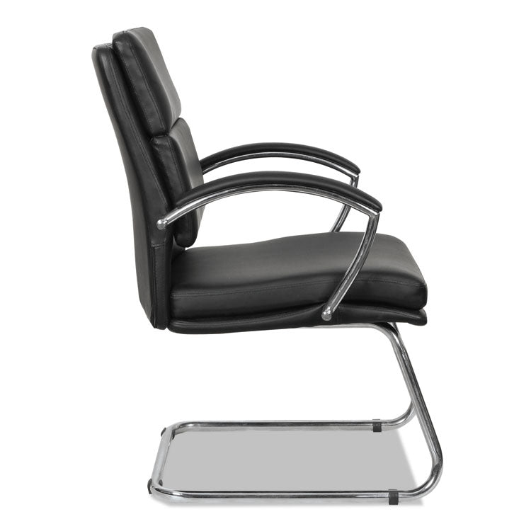 Alera Neratoli Slim Profile Stain-Resistant Faux Leather Guest Chair, 23.81" x 27.16" x 36.61", Black Seat/Back, Chrome Base 4