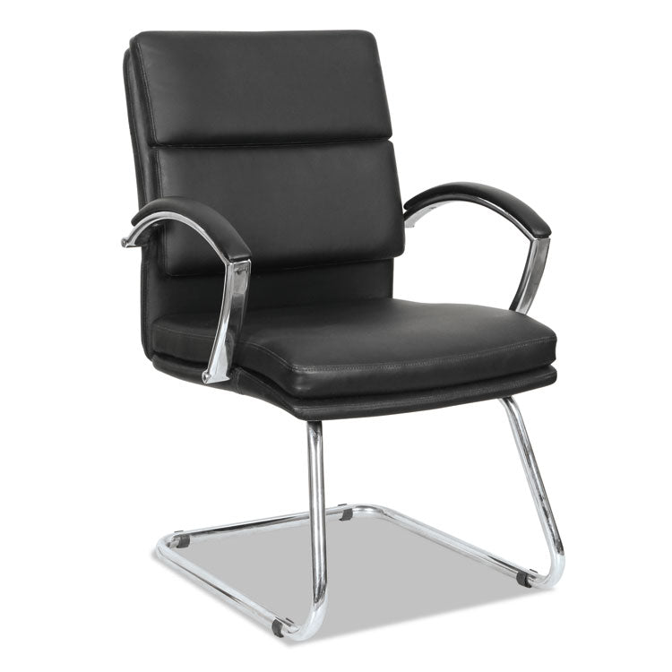 Alera Neratoli Slim Profile Stain-Resistant Faux Leather Guest Chair, 23.81" x 27.16" x 36.61", Black Seat/Back, Chrome Base 1