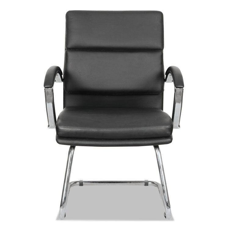 Alera Neratoli Slim Profile Stain-Resistant Faux Leather Guest Chair, 23.81" x 27.16" x 36.61", Black Seat/Back, Chrome Base 2