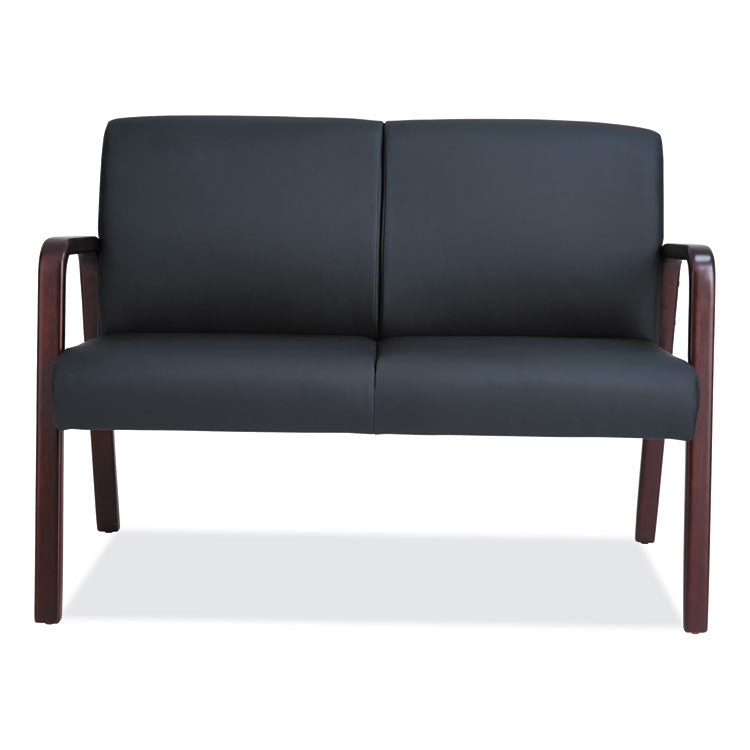 Alera Reception Lounge Series Wood Loveseat, 44.88w X 26.13d X 33h, Black/mahogany 3