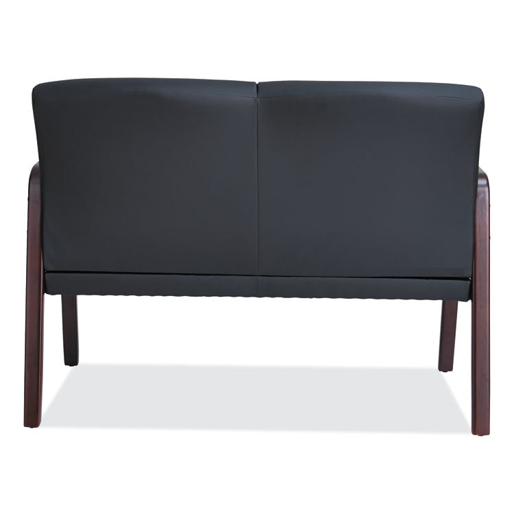 Alera Reception Lounge Series Wood Loveseat, 44.88w X 26.13d X 33h, Black/mahogany 6