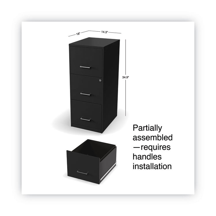 Soho Vertical File Cabinet, 3 Drawers: File/file/file, Letter, Black, 14" X 18" X 34.9" 5