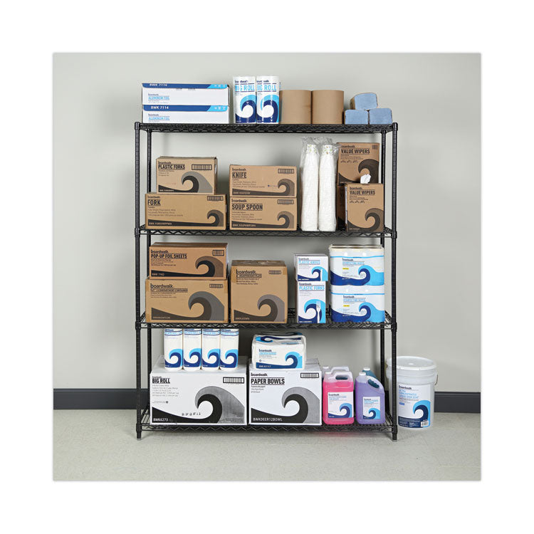 All-Purpose Wire Shelving Starter Kit, Four-Shelf, 60w x 18d x 72h, Black Anthracite Plus 4