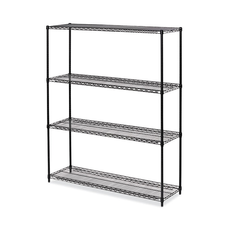 All-Purpose Wire Shelving Starter Kit, Four-Shelf, 60w x 18d x 72h, Black Anthracite Plus 1