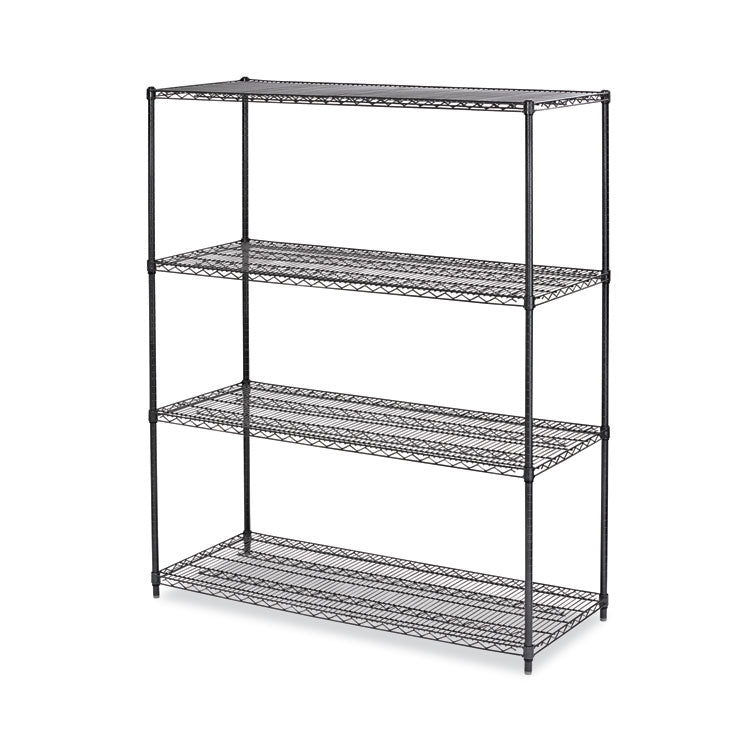 All-Purpose Wire Shelving Starter Kit, Four-Shelf, 60w x 24d x 72h, Black Anthracite Plus 1