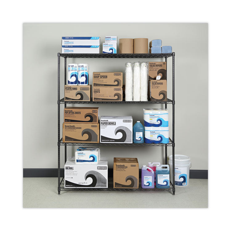 All-Purpose Wire Shelving Starter Kit, Four-Shelf, 60w x 24d x 72h, Black Anthracite Plus 4