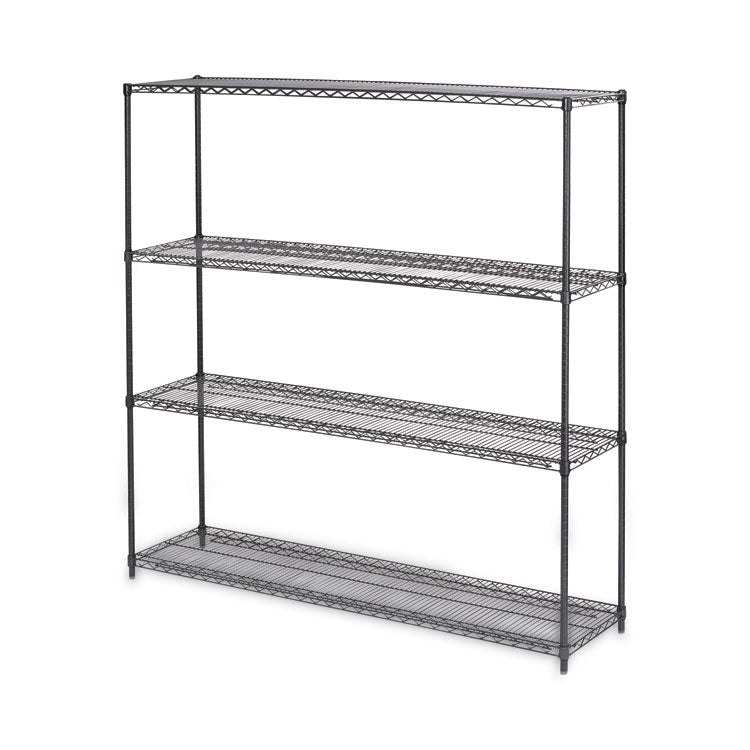 BA Plus Wire Shelving Kit, Four-Shelf, 72w x 18d x 72h, Black Anthracite Plus 1