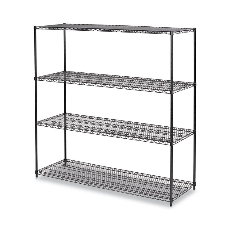 BA Plus Wire Shelving Kit, Four-Shelf, 72w x 24d x 72h, Black Anthracite Plus 1