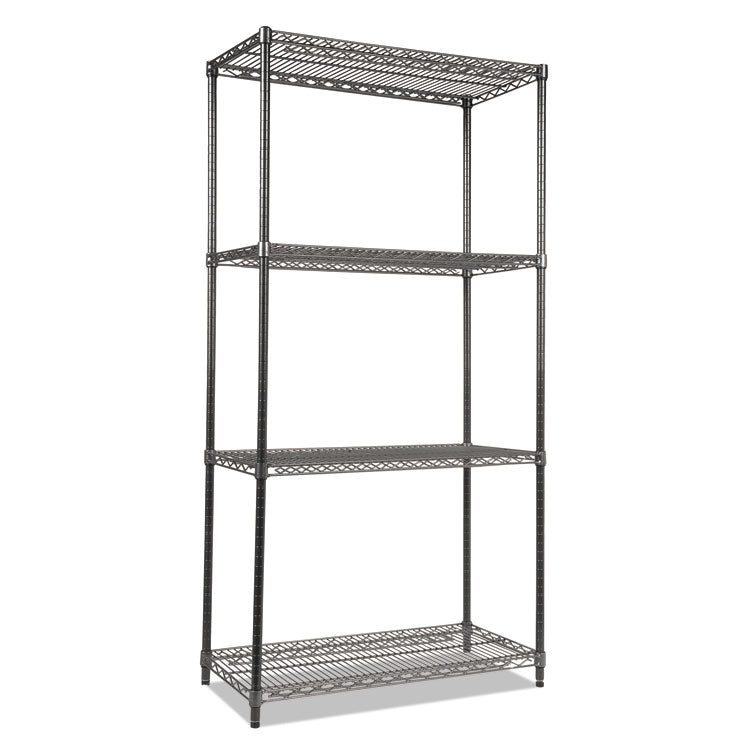 Wire Shelving Starter Kit, Four-Shelf, 36w X 18d X 72h, Black Anthracite 1