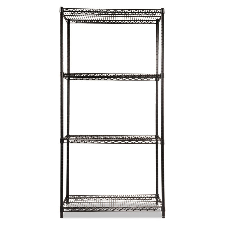 NSF Certified Industrial Four-Shelf Wire Shelving Kit, 36w x 18d x 72h, Black 2