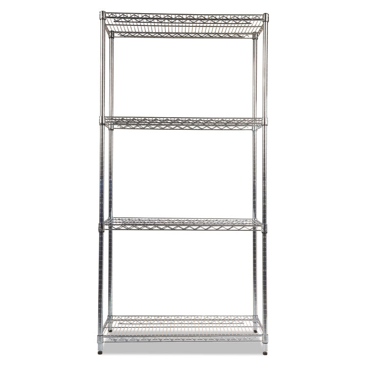 NSF Certified Industrial Four-Shelf Wire Shelving Kit, 36w x 18d x 72h, Silver 2