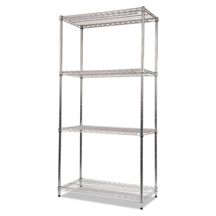 NSF Certified Industrial Four-Shelf Wire Shelving Kit, 36w x 18d x 72h, Silver 4