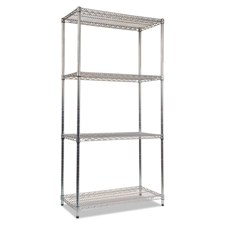 NSF Certified Industrial Four-Shelf Wire Shelving Kit, 36w x 18d x 72h, Silver 1