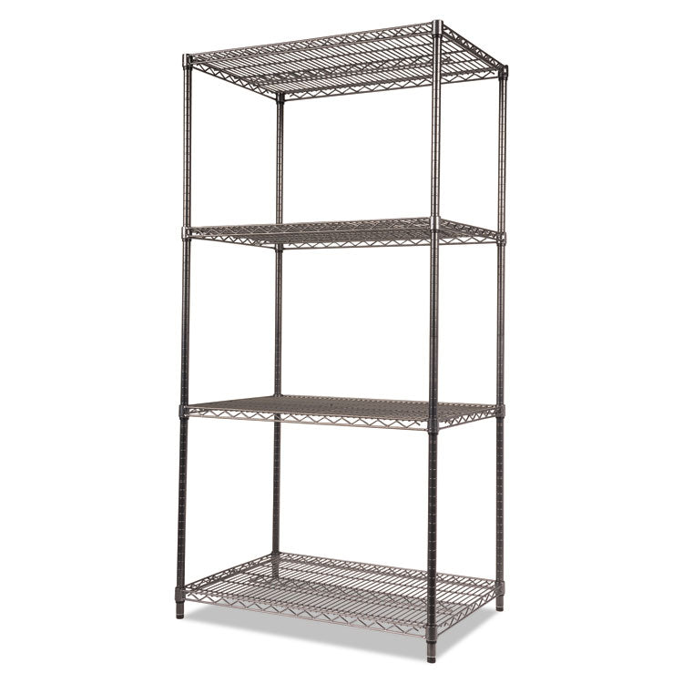 Wire Shelving Starter Kit, Four-Shelf, 36w X 24d X 72h, Black Anthracite 3