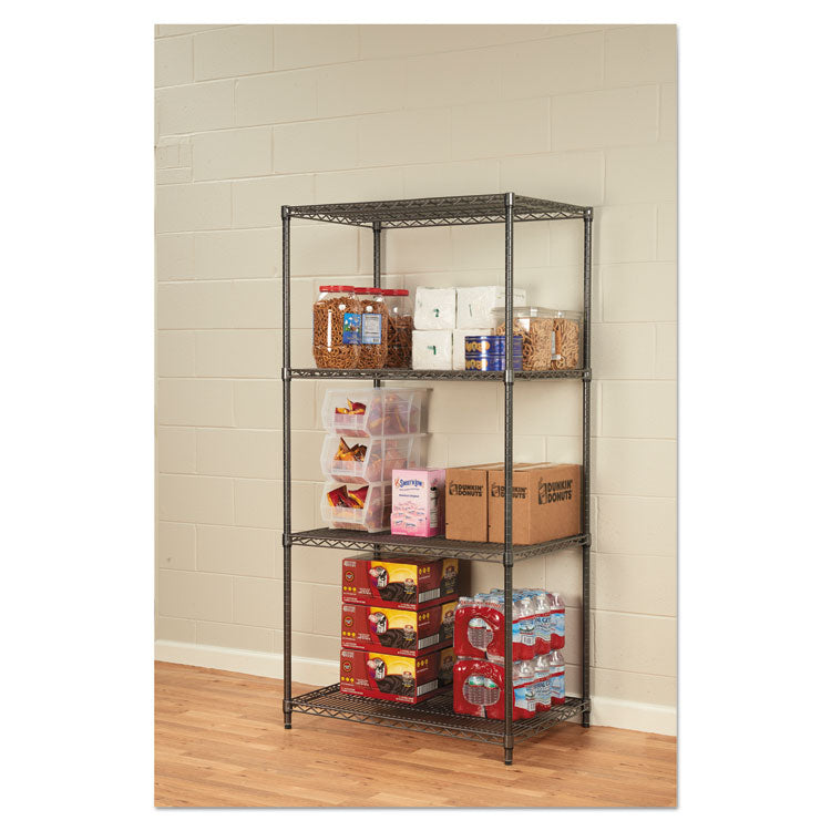 Wire Shelving Starter Kit, Four-Shelf, 36w X 24d X 72h, Black Anthracite 4