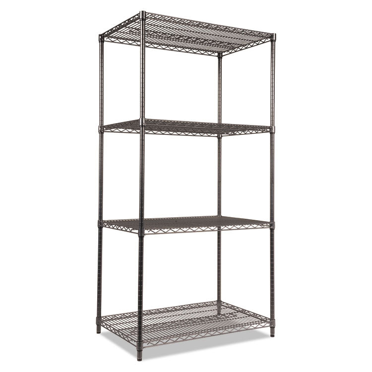 Wire Shelving Starter Kit, Four-Shelf, 36w X 24d X 72h, Black Anthracite 1