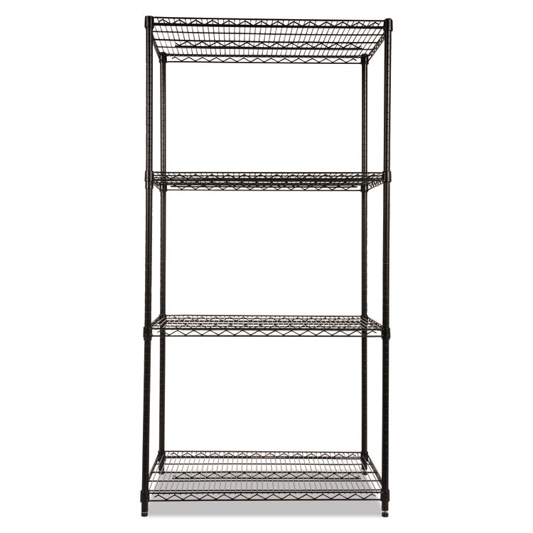 NSF Certified Industrial Four-Shelf Wire Shelving Kit, 36w x 24d x 72h, Black 2