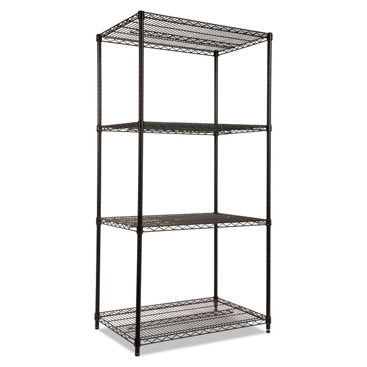 NSF Certified Industrial Four-Shelf Wire Shelving Kit, 36w x 24d x 72h, Black 1