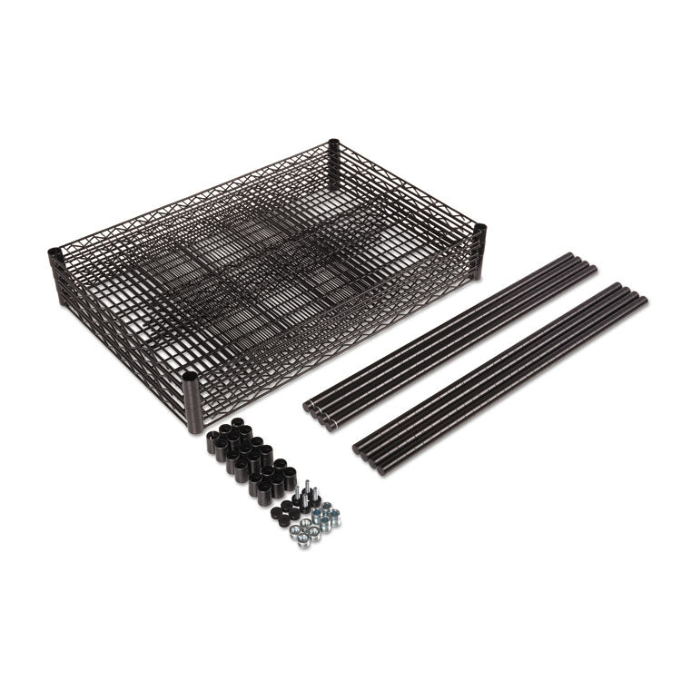 NSF Certified Industrial Four-Shelf Wire Shelving Kit, 36w x 24d x 72h, Black 6