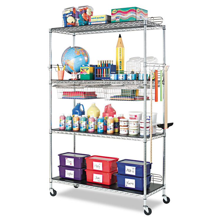 NSF Certified Industrial Four-Shelf Wire Shelving Kit, 36w x 24d x 72h, Silver 5