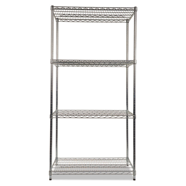 NSF Certified Industrial Four-Shelf Wire Shelving Kit, 36w x 24d x 72h, Silver 2