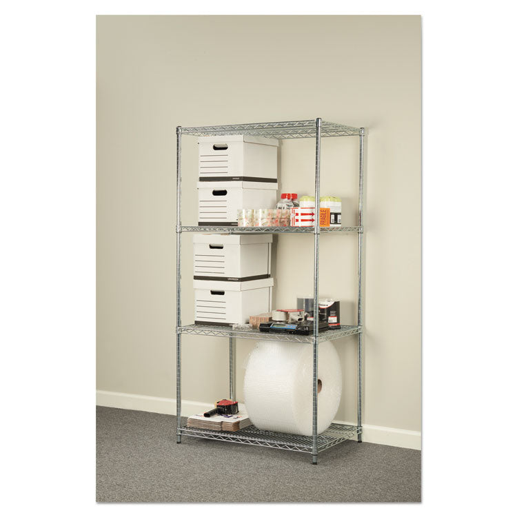 NSF Certified Industrial Four-Shelf Wire Shelving Kit, 36w x 24d x 72h, Silver 6