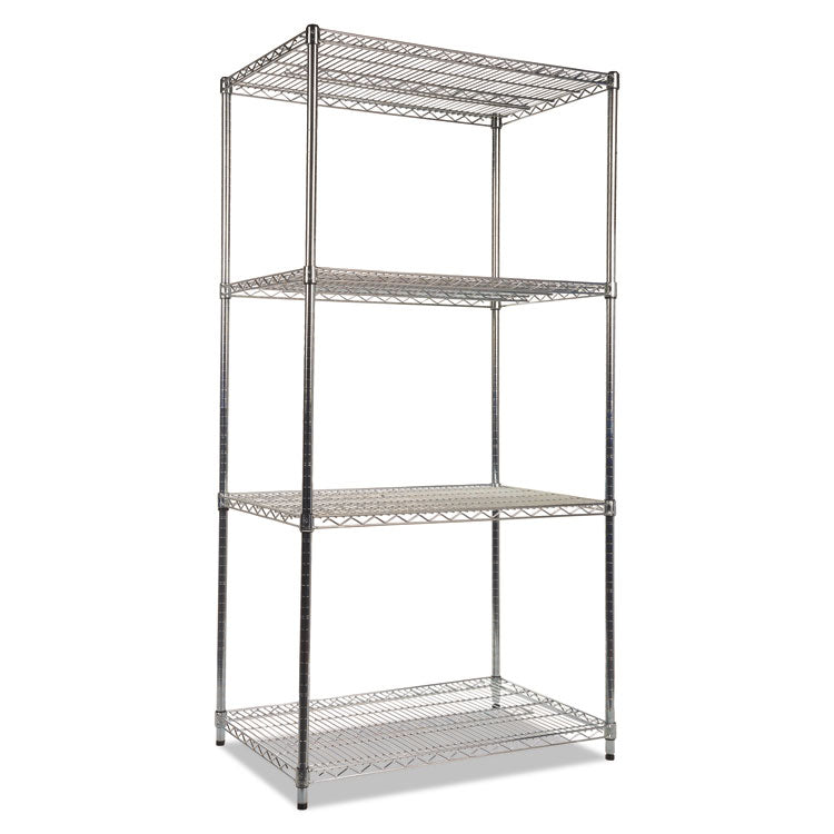 NSF Certified Industrial Four-Shelf Wire Shelving Kit, 36w x 24d x 72h, Silver 1