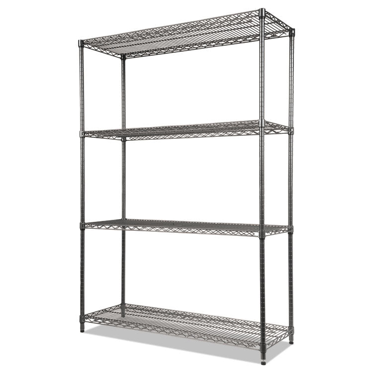 Wire Shelving Starter Kit, Four-Shelf, 48w X 18d X 72h, Black Anthracite 1