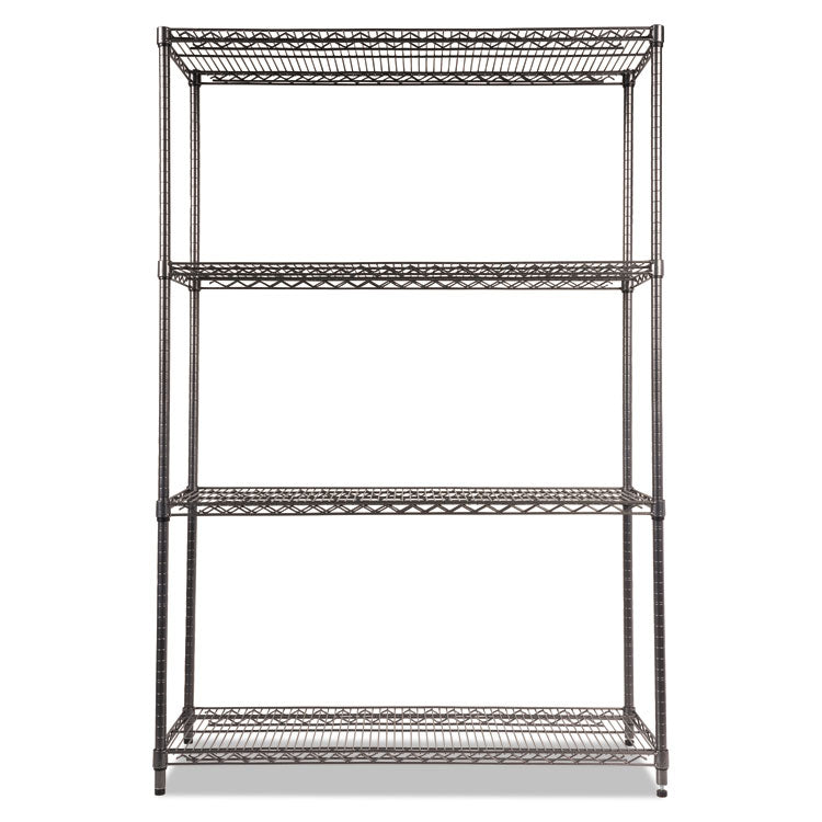 Wire Shelving Starter Kit, Four-Shelf, 48w X 18d X 72h, Black Anthracite 6