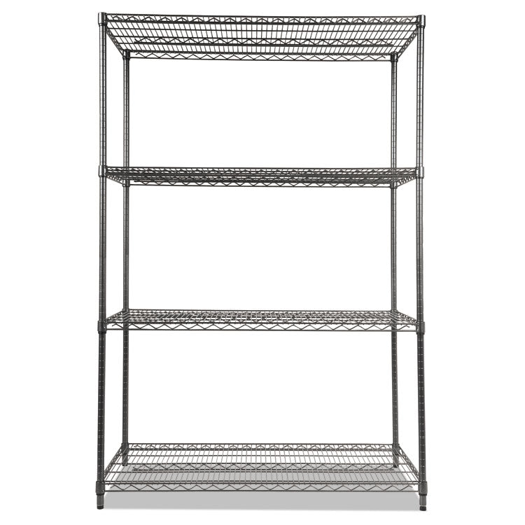 Wire Shelving Starter Kit, Four-Shelf, 48w X 24d X 72h, Black Anthracite 2