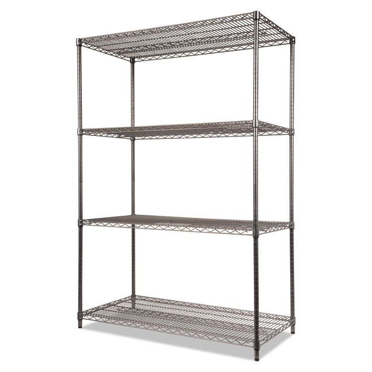 Wire Shelving Starter Kit, Four-Shelf, 48w X 24d X 72h, Black Anthracite 3