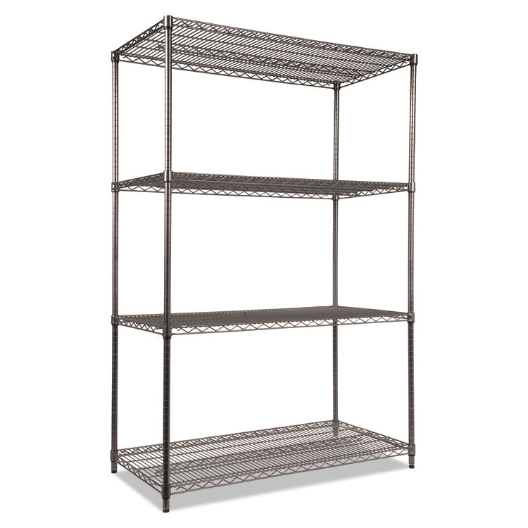 Wire Shelving Starter Kit, Four-Shelf, 48w X 24d X 72h, Black Anthracite 1