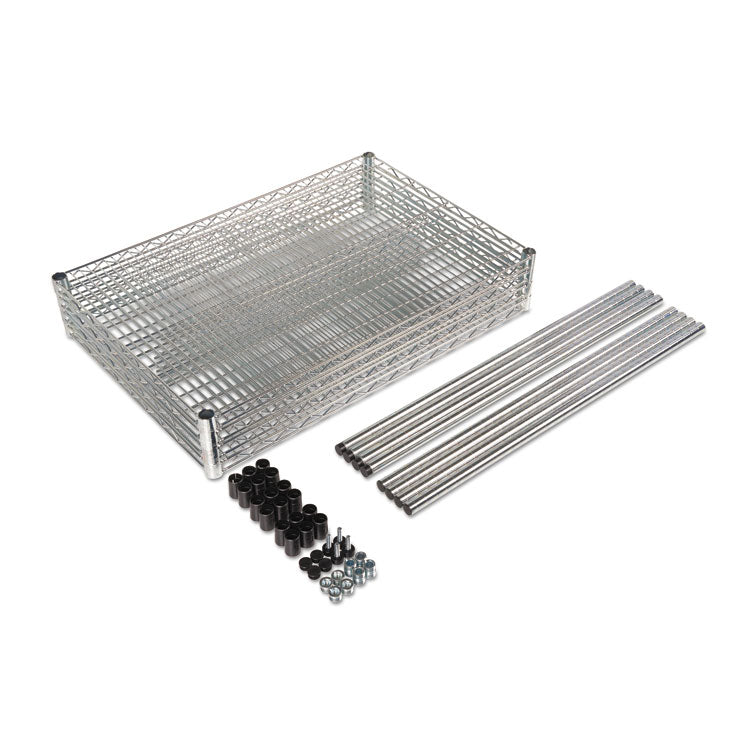 NSF Certified Industrial Four-Shelf Wire Shelving Kit, 48w x 24d x 72h, Silver 5