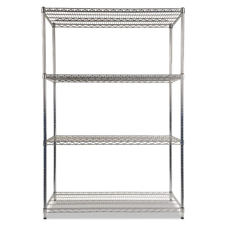 NSF Certified Industrial Four-Shelf Wire Shelving Kit, 48w x 24d x 72h, Silver 2