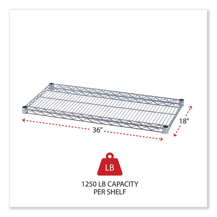 Industrial Wire Shelving Extra Wire Shelves, 36w X 18d, Silver, 2 Shelves/carton 2