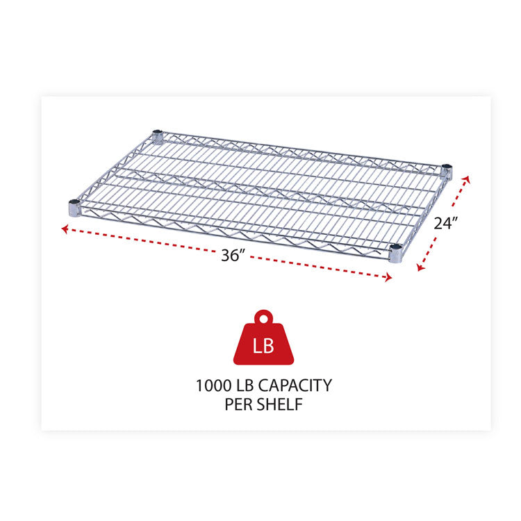 Industrial Wire Shelving Extra Wire Shelves, 36w X 24d, Silver, 2 Shelves/carton 2