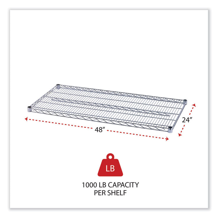 Industrial Wire Shelving Extra Wire Shelves, 48w X 24d, Silver, 2 Shelves/carton 2