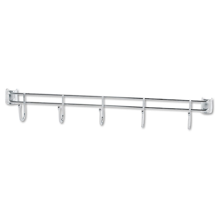 Hook Bars For Wire Shelving, Five Hooks, 24" Deep, Silver, 2 Bars/pack 1