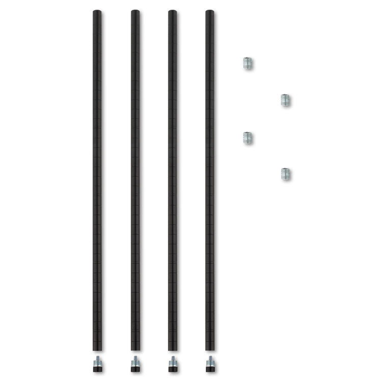 Stackable Posts For Wire Shelving, 36 "high, Black, 4/pack 1