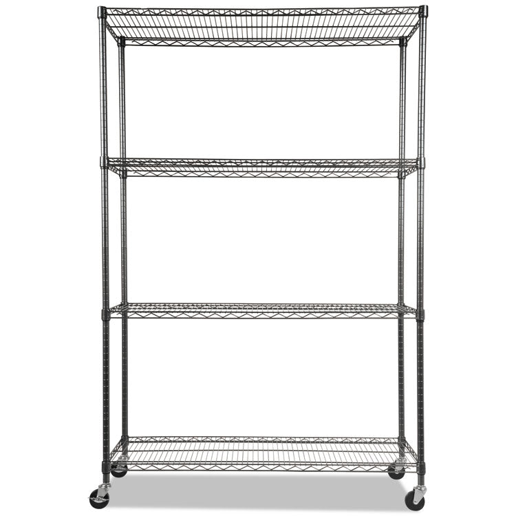 Nsf Certified 4-Shelf Wire Shelving Kit With Casters, 48w X 18d X 72h, Black Anthracite 2