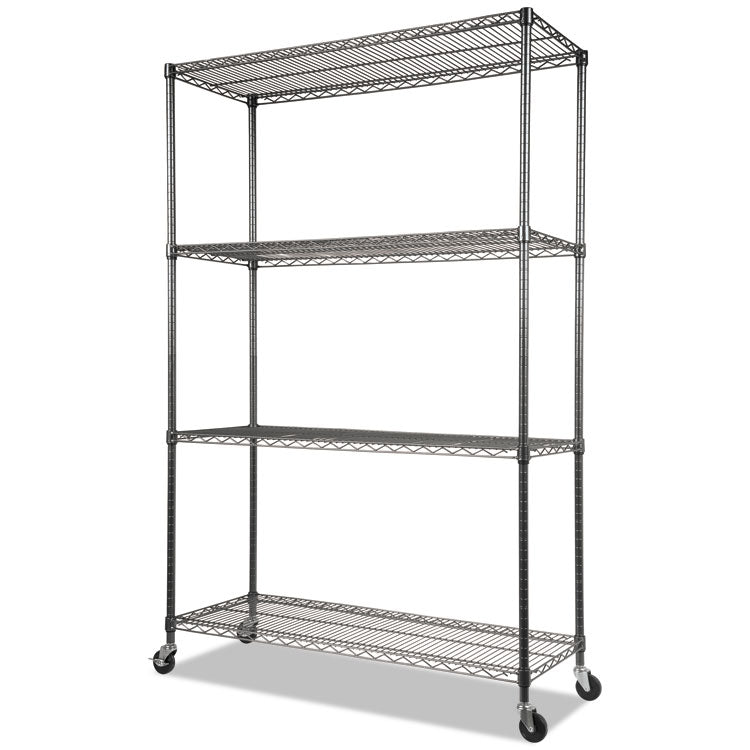 Nsf Certified 4-Shelf Wire Shelving Kit With Casters, 48w X 18d X 72h, Black Anthracite 1