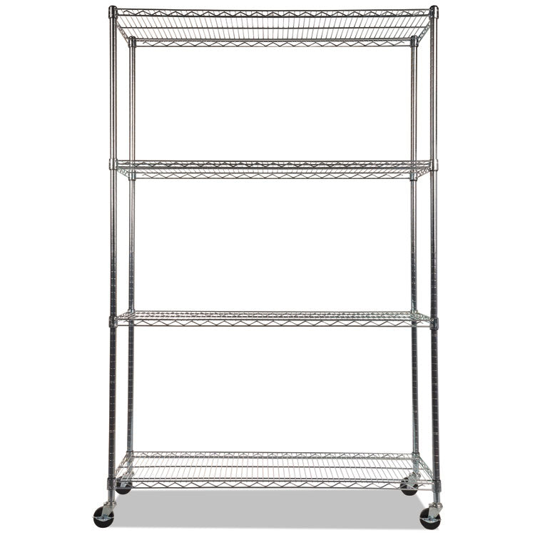 Nsf Certified 4-Shelf Wire Shelving Kit With Casters, 48w X 18d X 72h, Silver 2