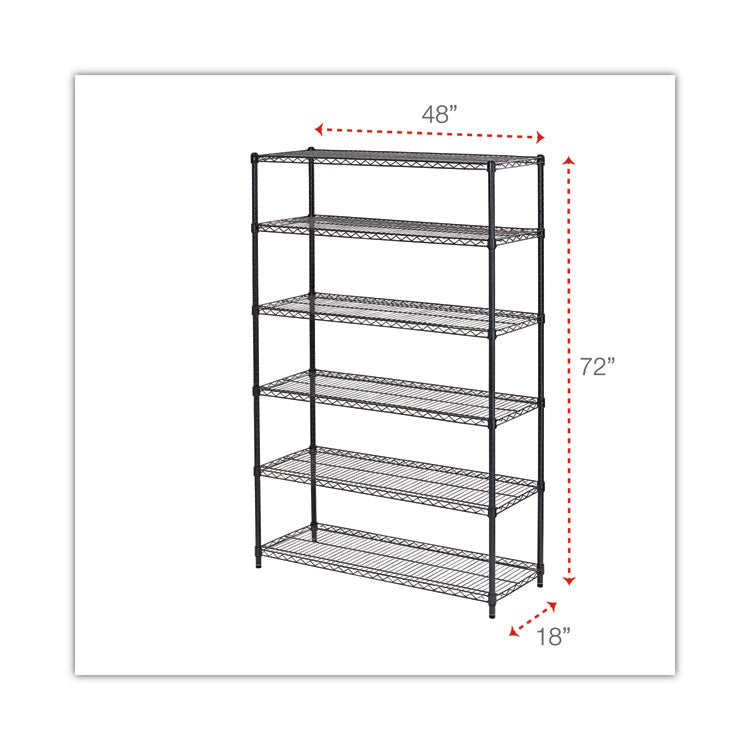 Nsf Certified 6-Shelf Wire Shelving Kit, 48w X 18d X 72h, Black Anthracite 2