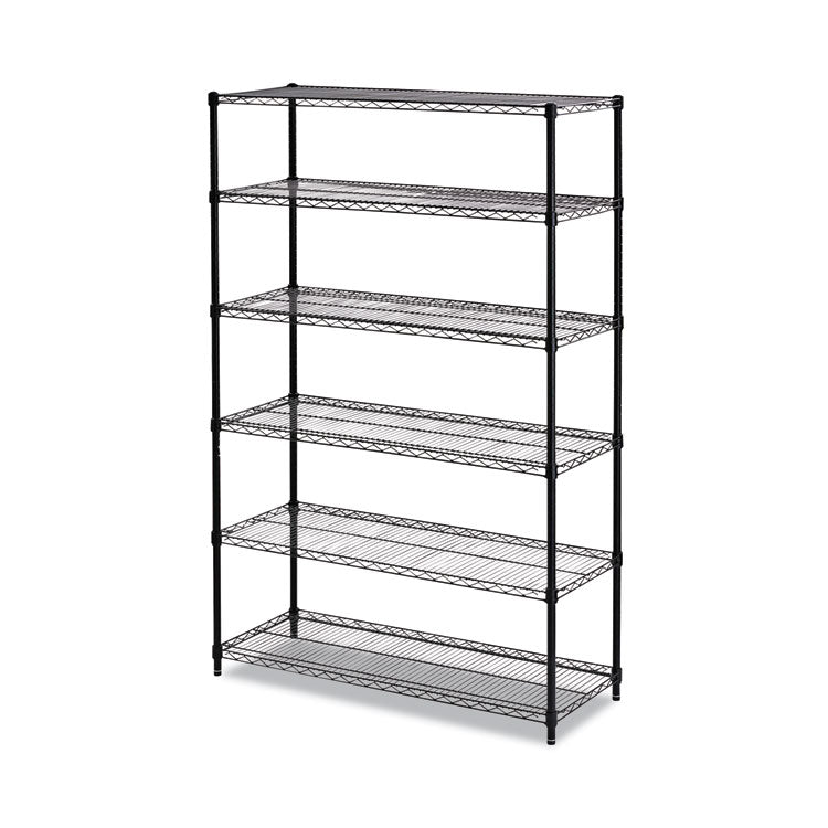 NSF Certified 6-Shelf Wire Shelving Kit, 48w x 18d x 72h, Black 1