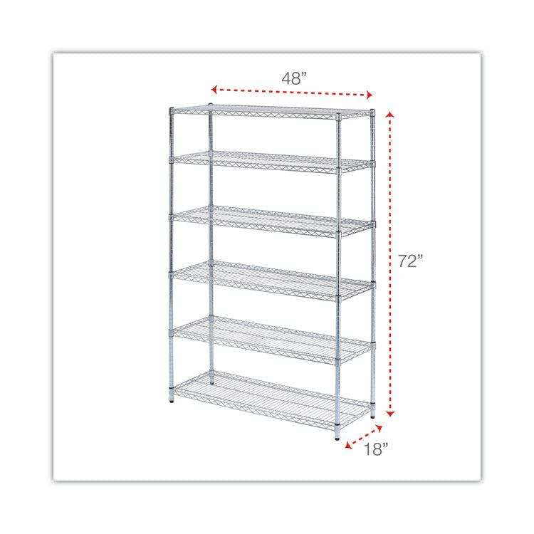 Nsf Certified 6-Shelf Wire Shelving Kit, 48w X 18d X 72h, Silver 2